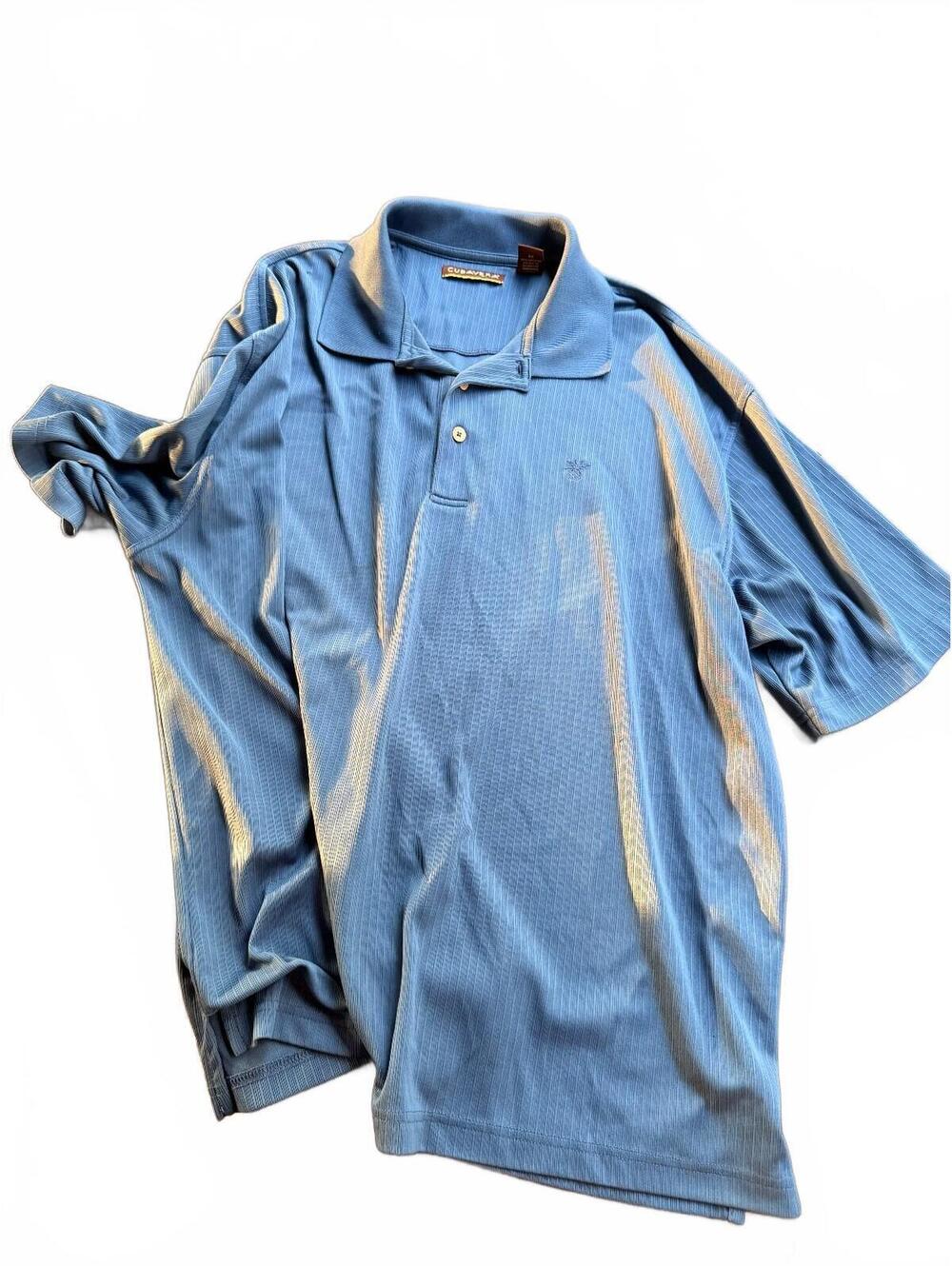 Cubavera Men's Blue 2X Polyester Polo Shirt with Embroidered Logo, Very Good